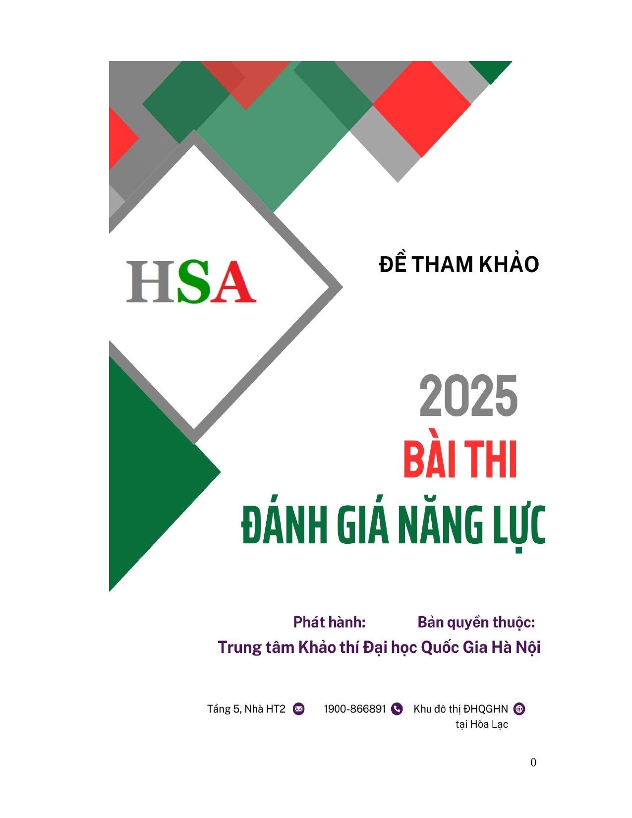 Đề minh họa Đánh giá năng lực Đại học Quốc gia Hà Nội (HSA) năm 2026