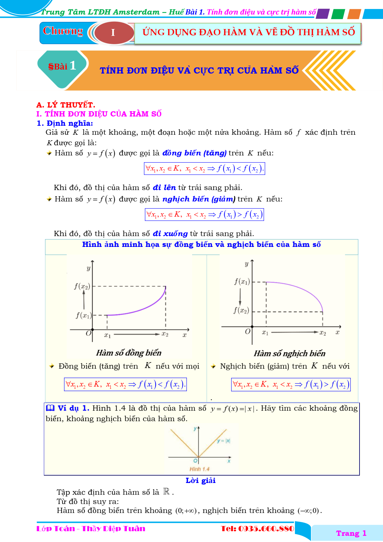 Chuyên đề ứng dụng đạo hàm để khảo sát và vẽ đồ thị hàm số lớp 12 (có lời giải)