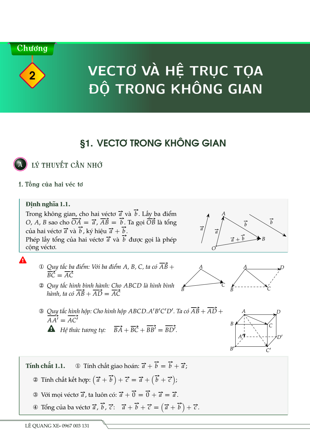Tài liệu vectơ và hệ trục tọa độ trong không gian cấu trúc mới lớp 12 (có lời giải)
