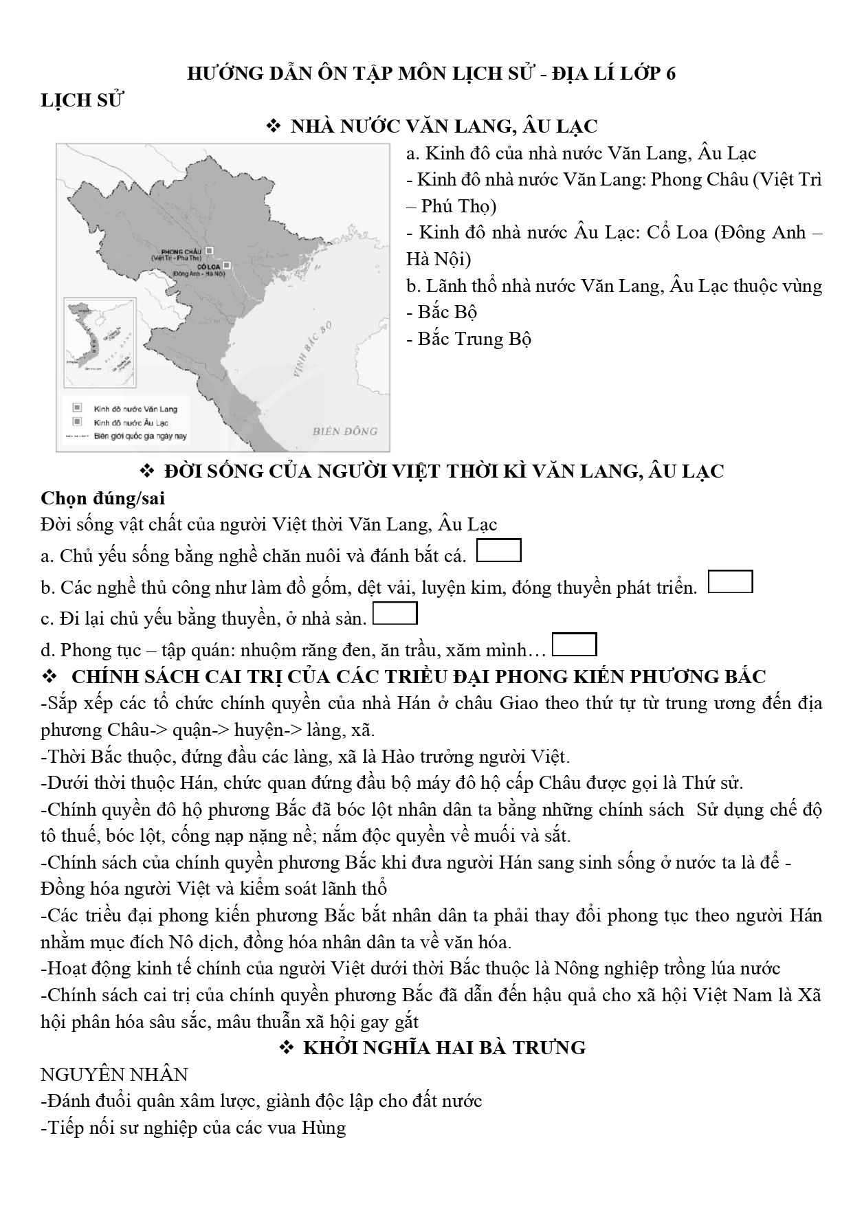 Đề cương ôn tập Giữa kì 2 Lịch sử và Địa lí 6 năm 2024–2025 trường THCS Lê Anh Xuân (TP Hồ Chí Minh)