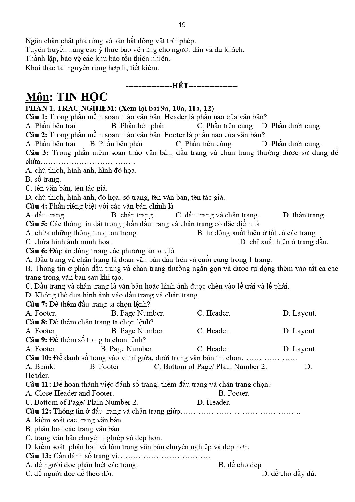 Đề cương ôn tập Giữa kì 2 Tin học 8 năm 2025–2026 trường THCS Quang Trung (Đà Lạt)