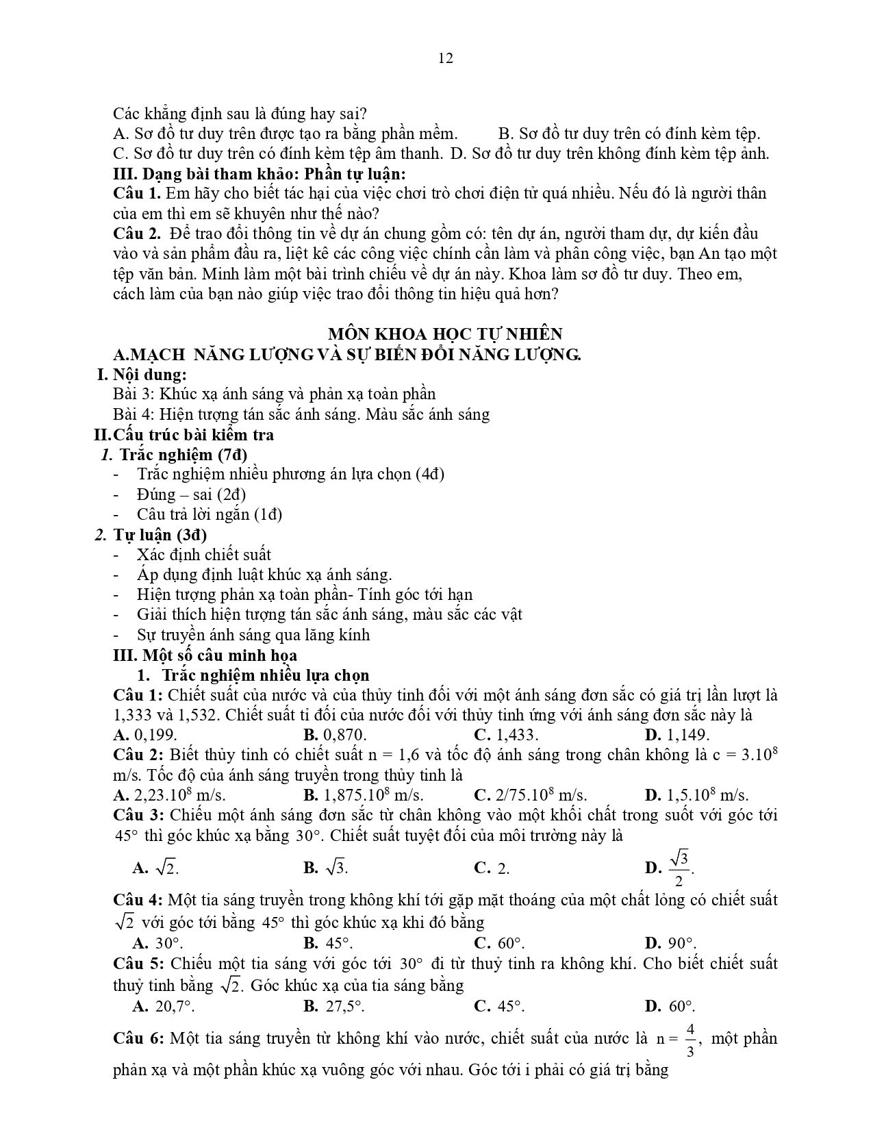 Đề cương ôn tập Học kì 1 KHTN 9 năm 2025–2026 trường THCS Ái Mộ (Hà Nội)