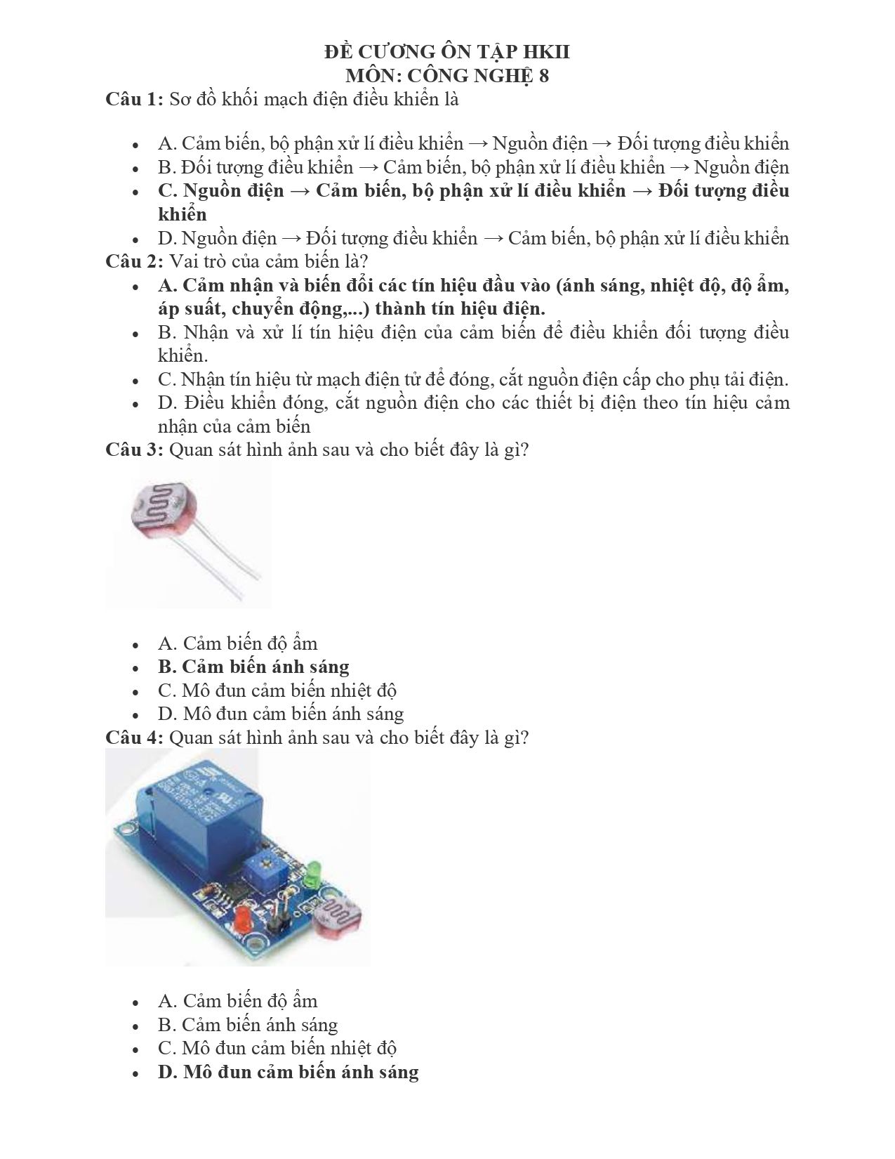 Đề cương ôn tập Học kì 2 Công nghệ 8 năm 2024–2025 trường THCS Đồng Nguyên (Bắc Ninh)