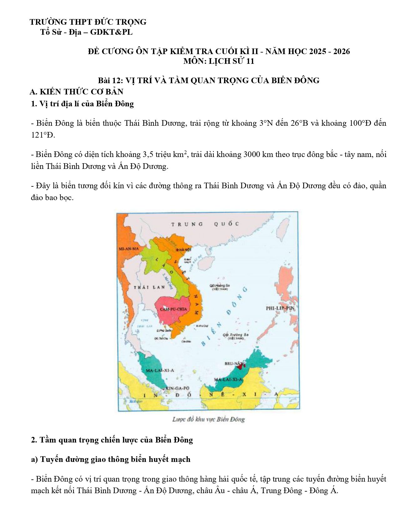 Đề cương ôn tập Học kì 2 Lịch sử 11 năm 2025–2026 trường THPT Đức Trọng (Lâm Đồng)